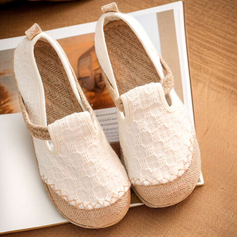 2025新型シャネル風綿麻婦人布靴全体画像