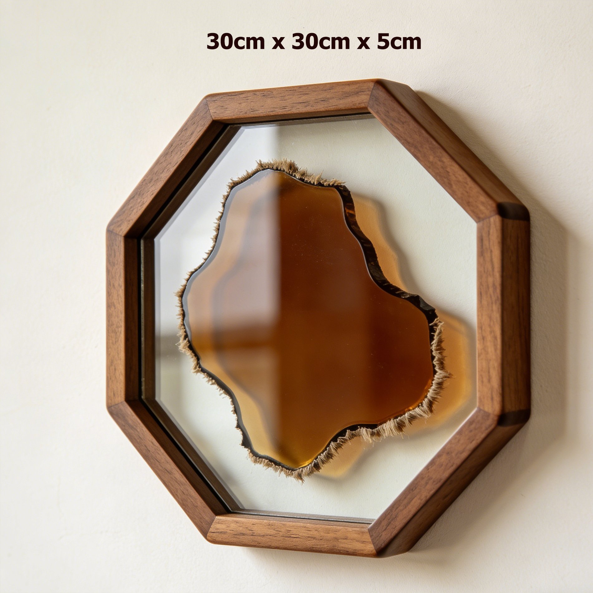 リビングに設置した八角形木枠ミラー