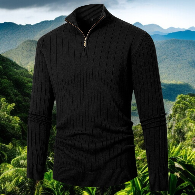 폴라지퍼 디테일이 돋보이는 긴팔 니트