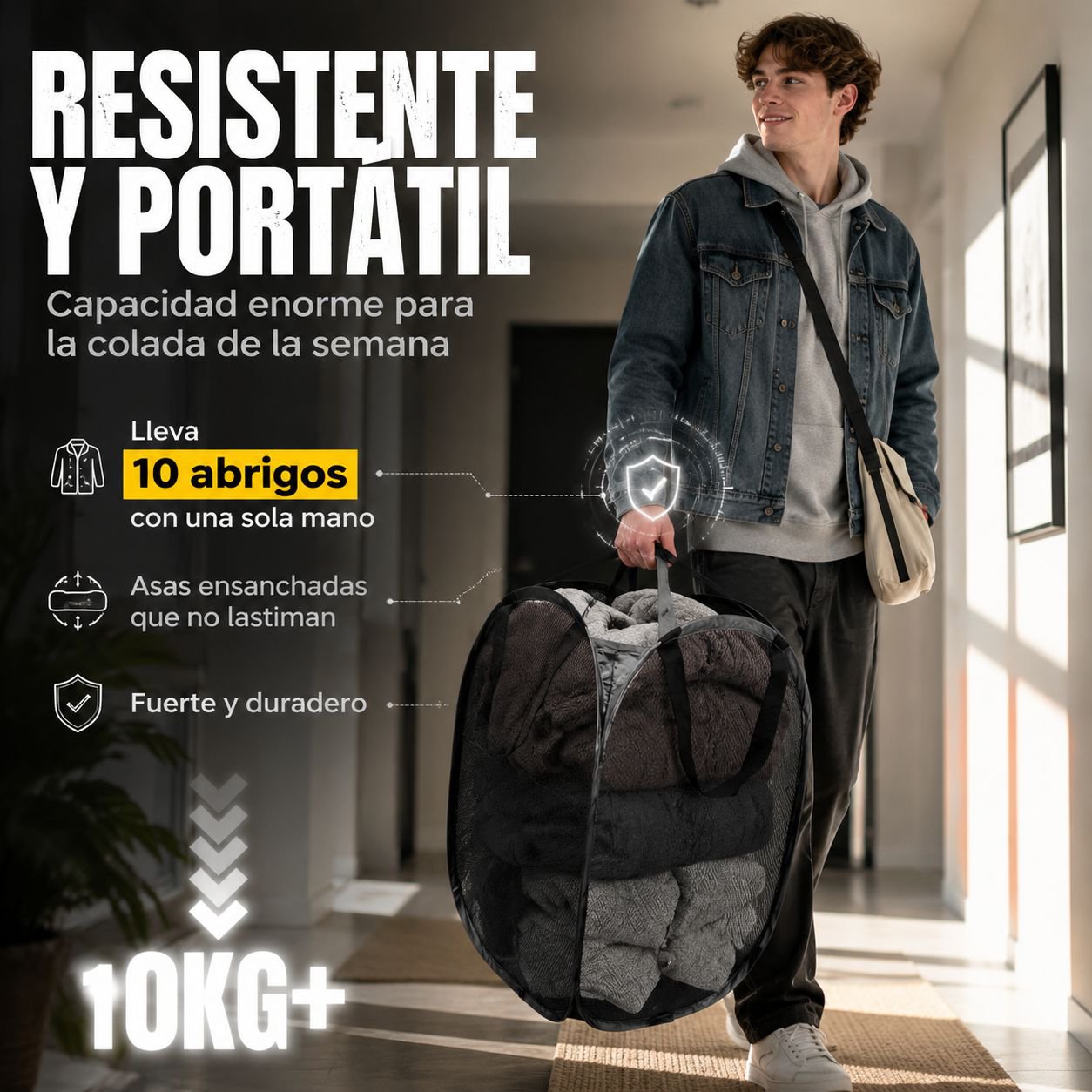 Cesta de ropa sucia plegable para almacenamiento
