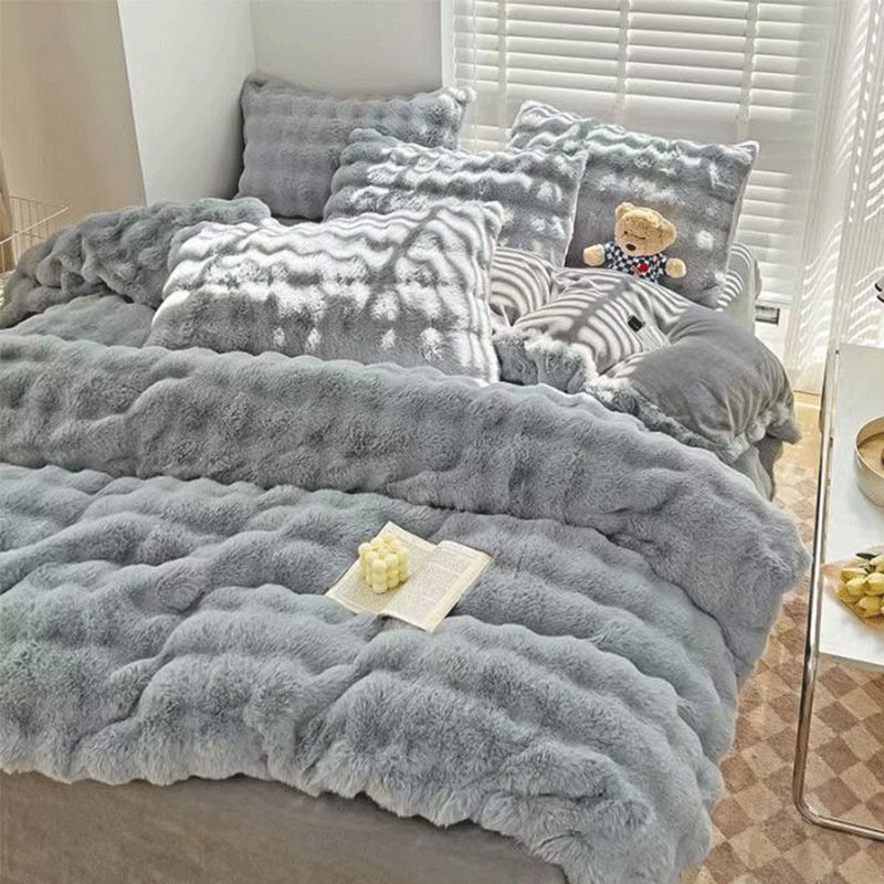 ชุดเครื่องนอนผ้าขนกระต่ายหนาแบบสองด้านที่มีน้ำหนักสูง