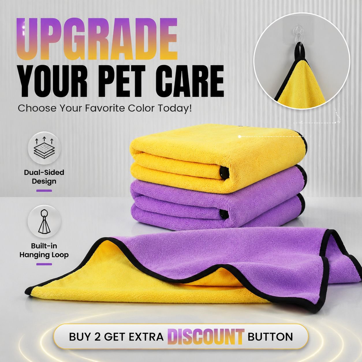 Large Pet Absorbent Bath Towel Quick-Dry Fiber Dog Cat Towel
