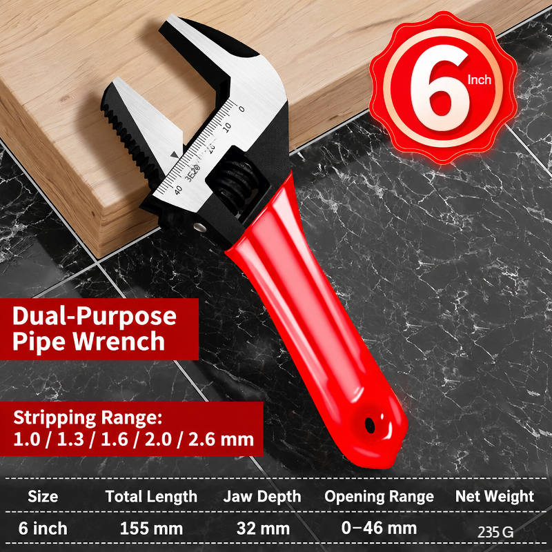 JMY-All-Steel Extra-Large Opening Short Handle Adjustable Wrench