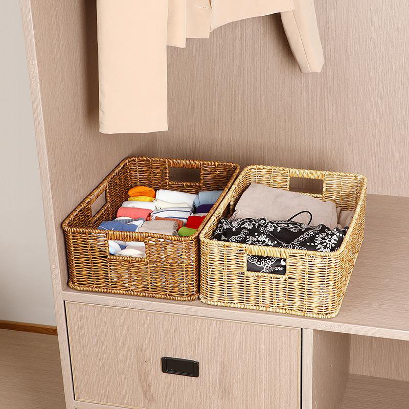 Woven Storage Basket Household Desktop Toy Sundries Snack Organizer