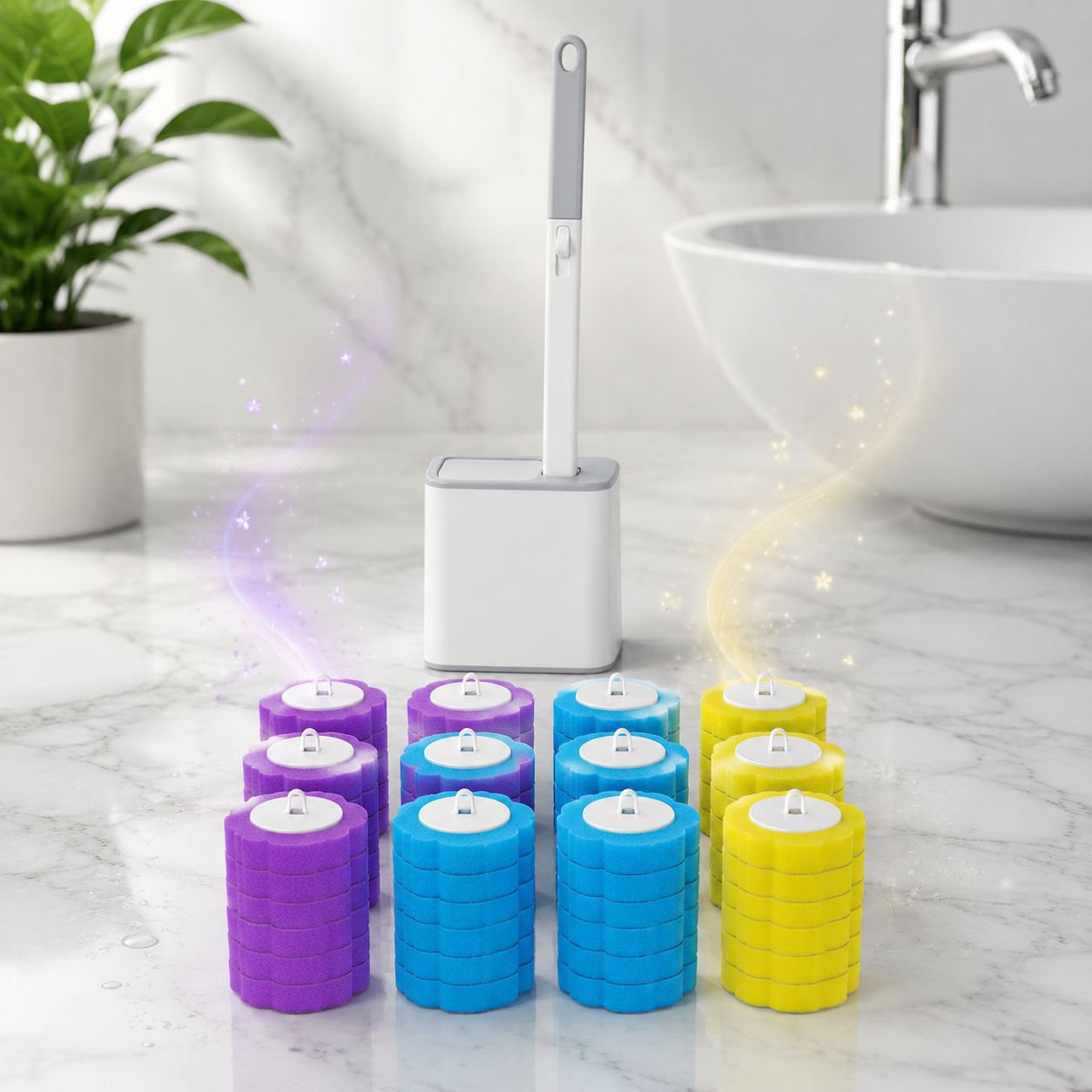 Toilet Brush with Automatic Flip Lid Design