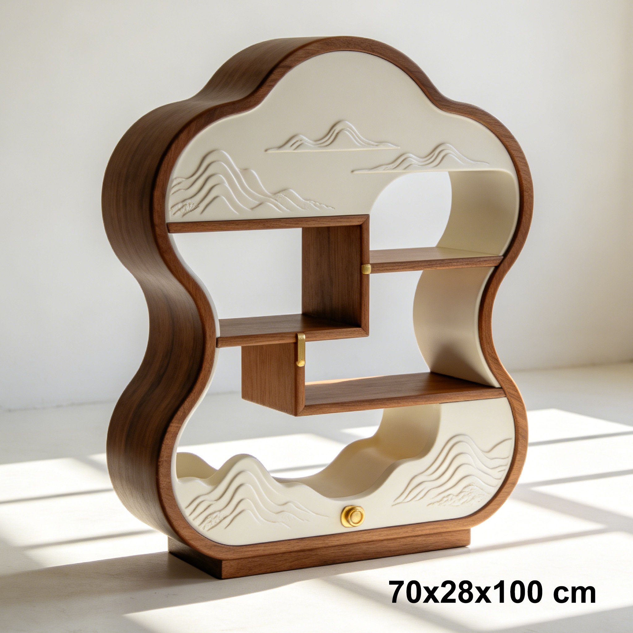 고급 원목 조각 책장 전체 모습