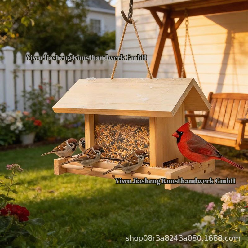 Neues Vogelhäuschen aus Holz, hängender Schmuck aus Kiefernholz, im Villenstil, Kunsthandwerk für de