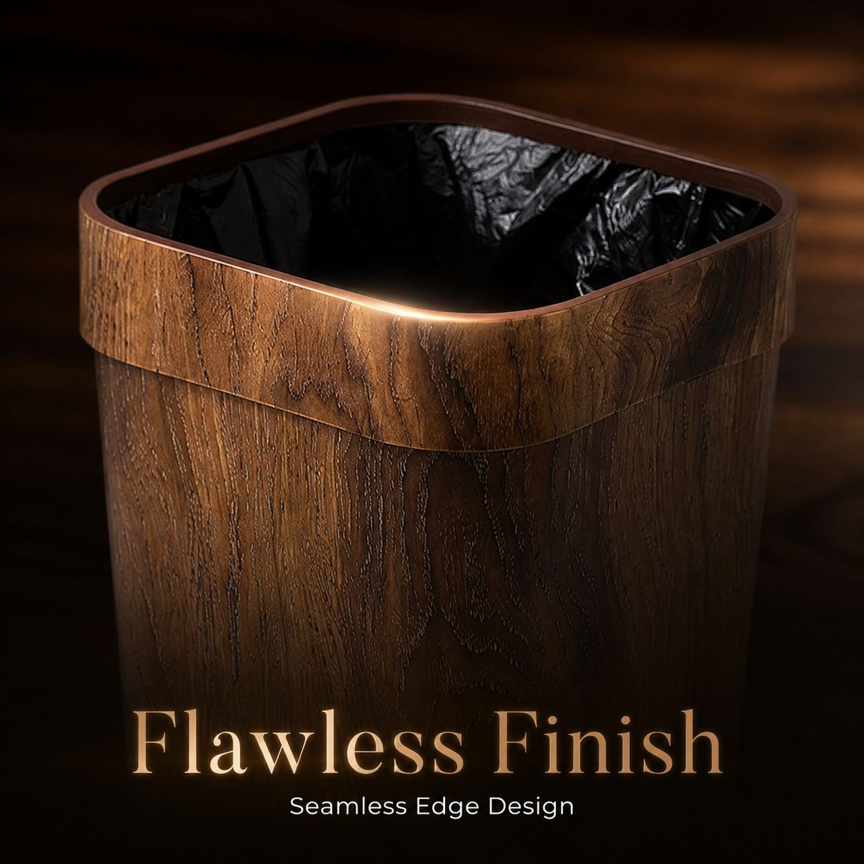 Wood Grain Household Trash Can