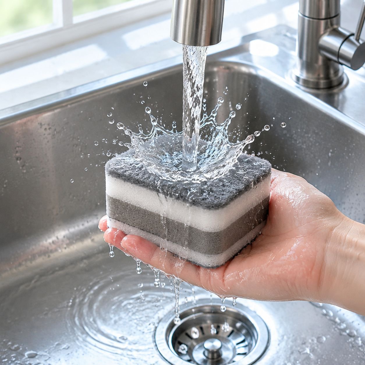 Non-scratch sponge brush cleaning glassware