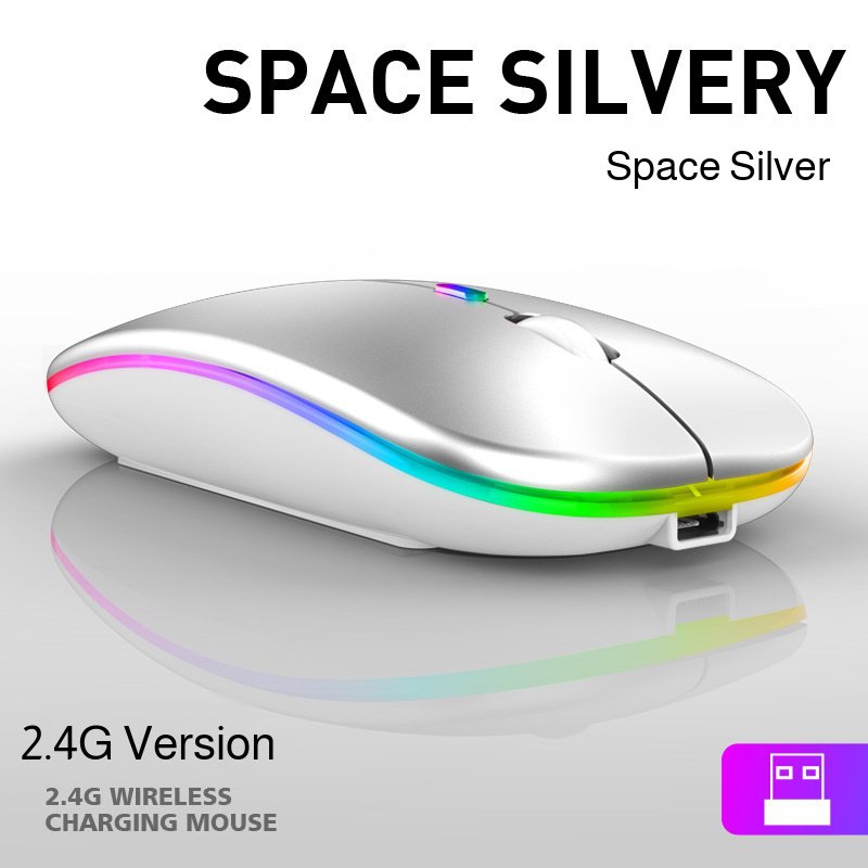 Ratón gamer silencioso para chicas, inalámbrico, blanco brillante