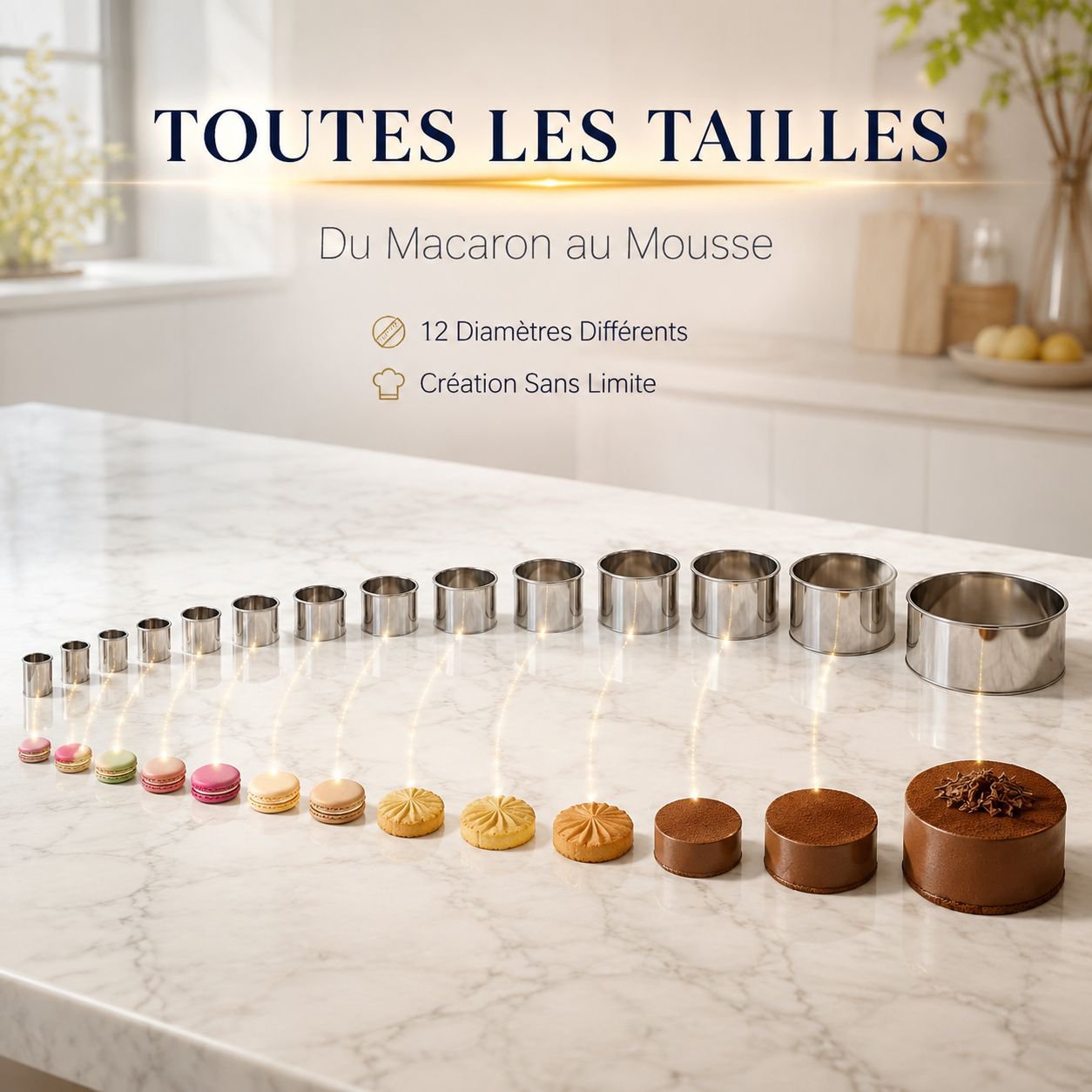 Lot de 12 découpoirs à biscuits ronds en acier inoxydable, pour gâteaux et desserts