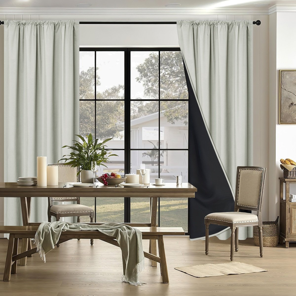 Sun-blocking Thermal Curtains Complete Blackout for Living Room Home Decor