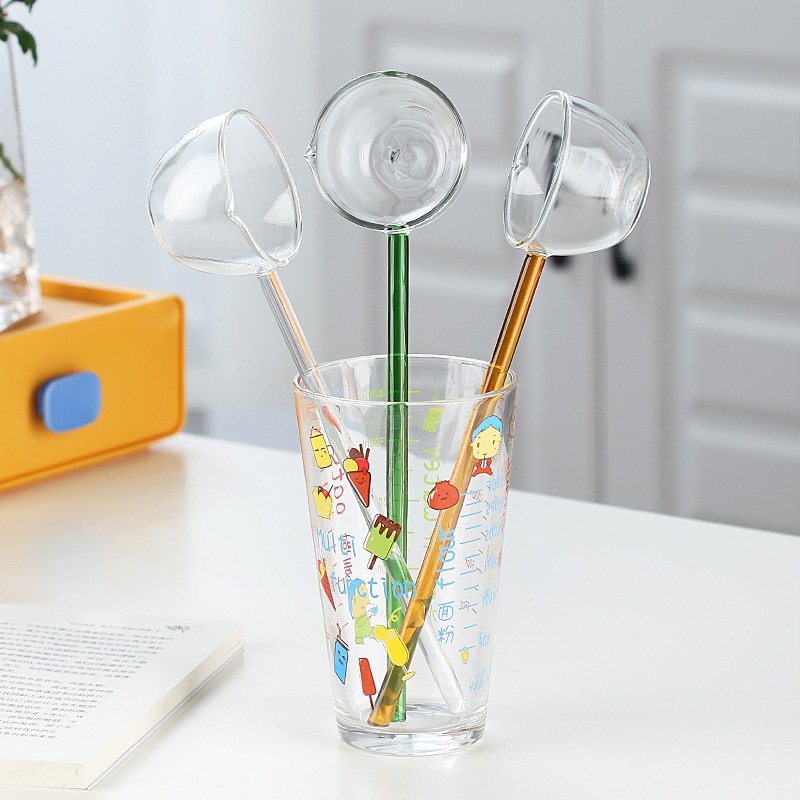High borosilicate transparent long-handled spoon