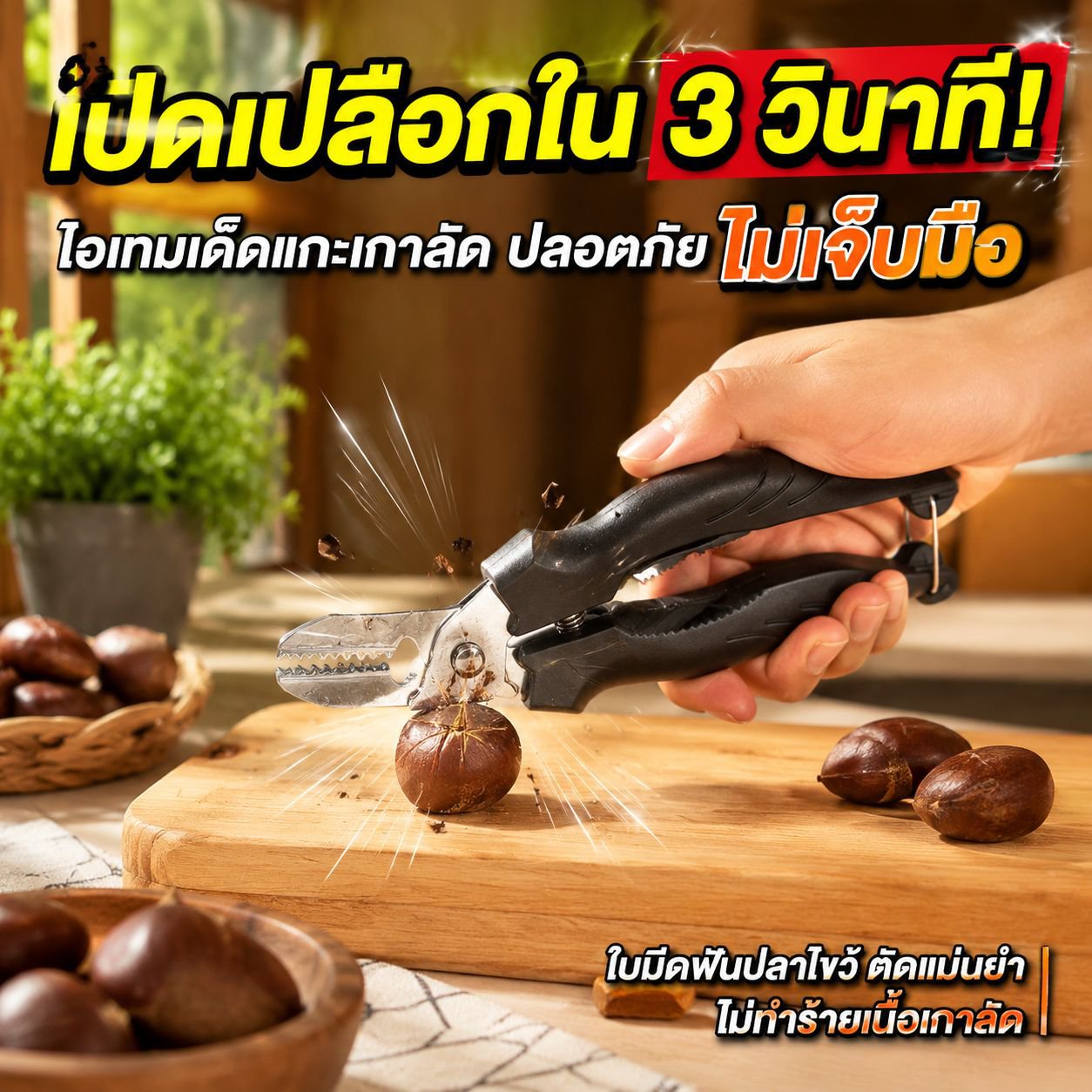 เครื่องมือปอกเปลือกและเอาเมล็ดเกาลัดแบบมัลติฟังก์ชัน