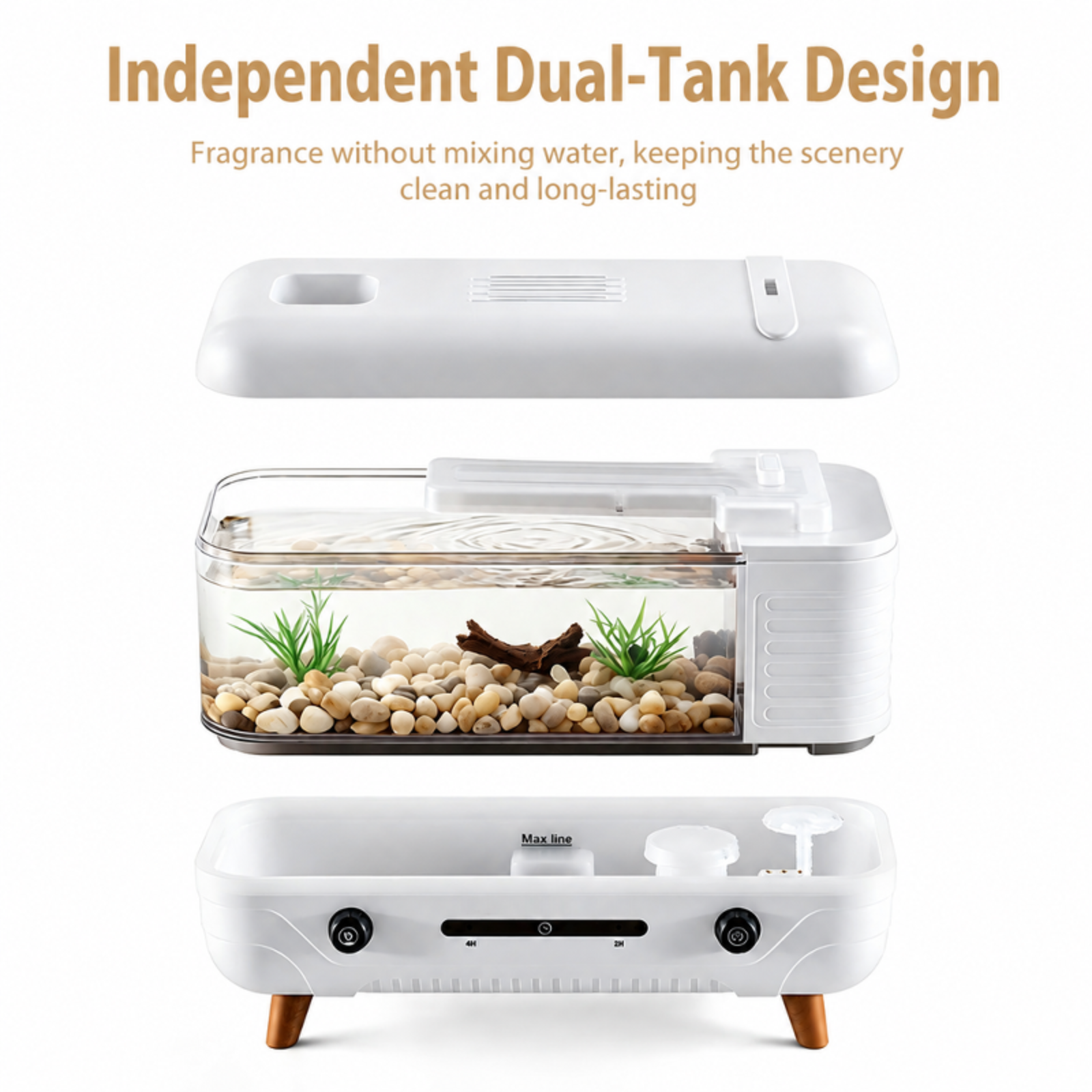 New DIY Water Feature Aroma Diffuser with Colorful Lights, High-Value Design, Fine Atomization Humid