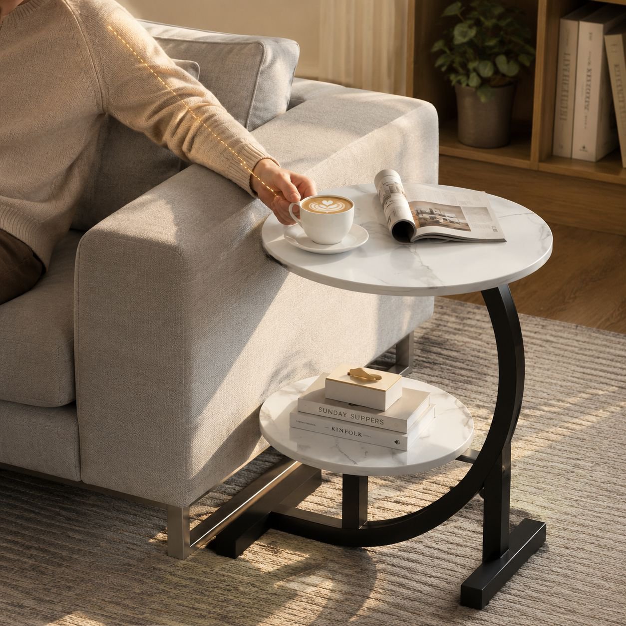 Modern Simple Small Side Table in living room setting