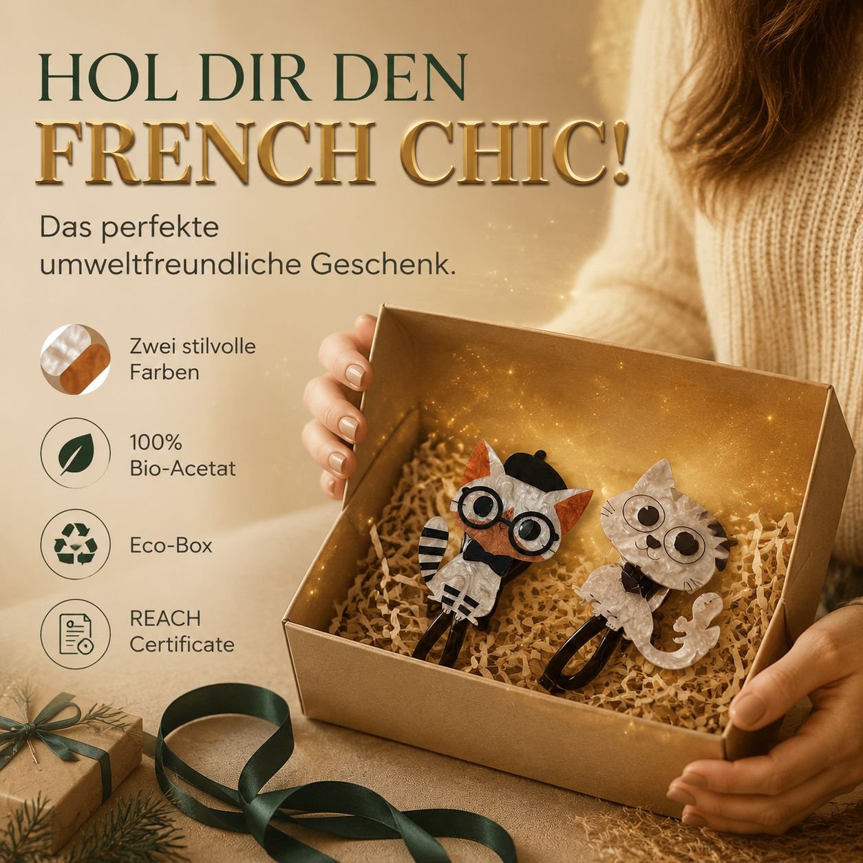Elegante Katzen-Haarklammer
