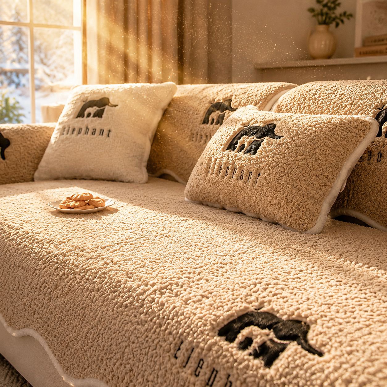 Washable sofa mat with elastic edges