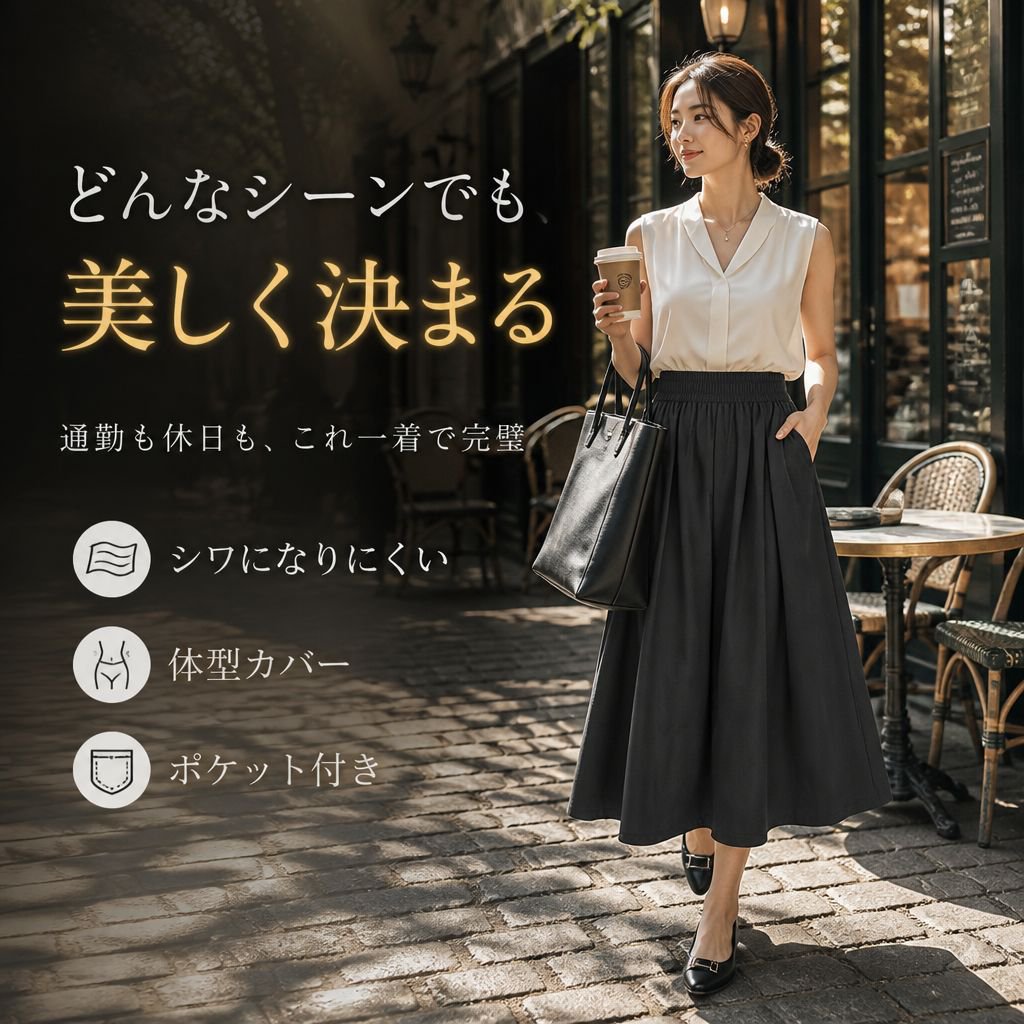 アイス薄手ワイドパンツスカート レディース 夏 ハイウエスト