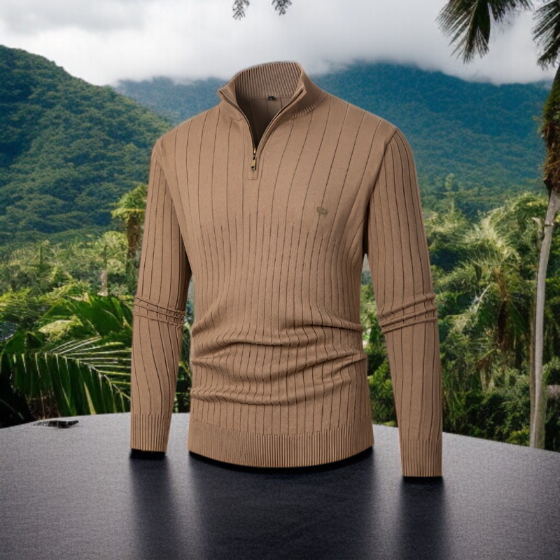 솔리드 컬러 남성 니트 풀오버 세트 디테일