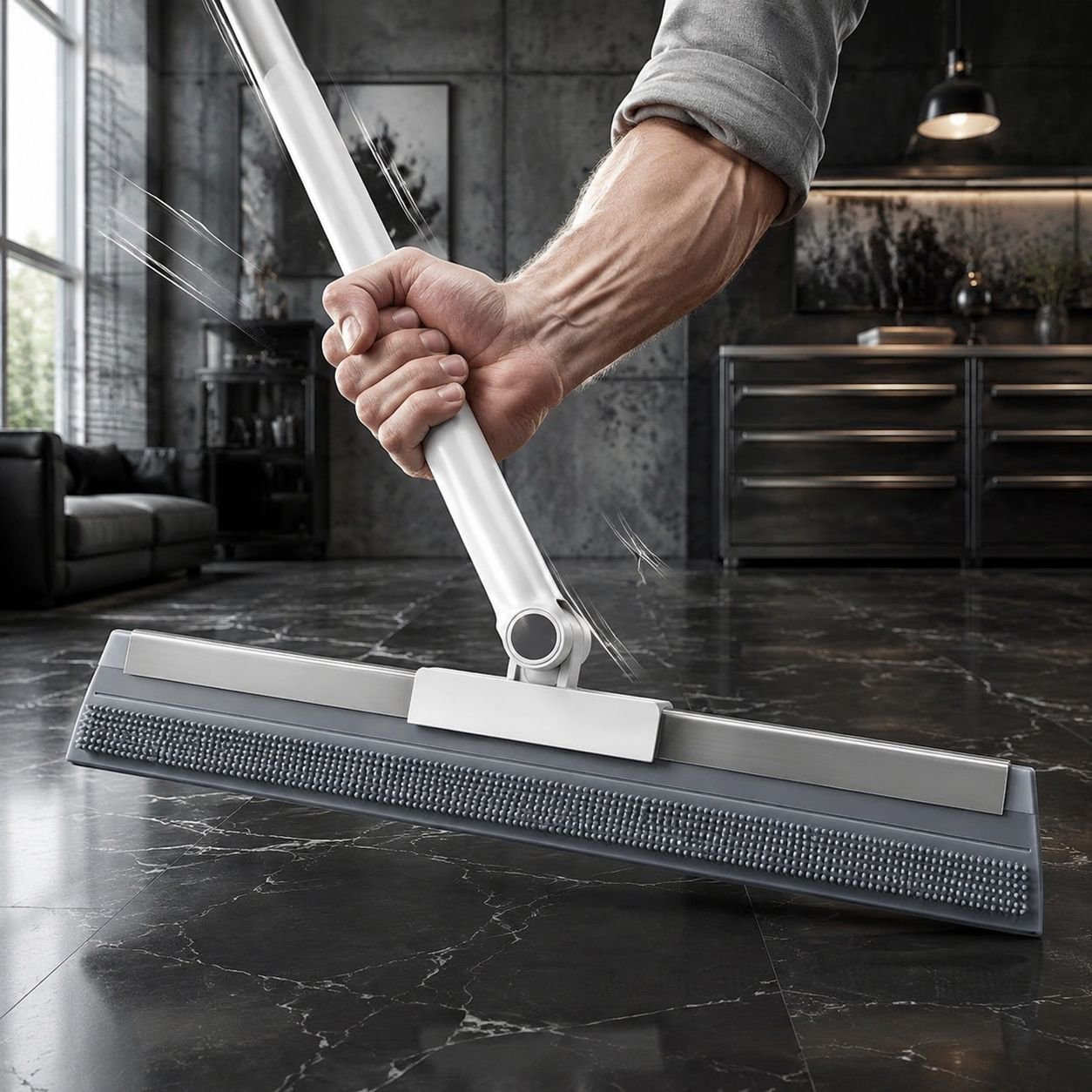 Magic Broom and Mop cleaning bathroom tiles