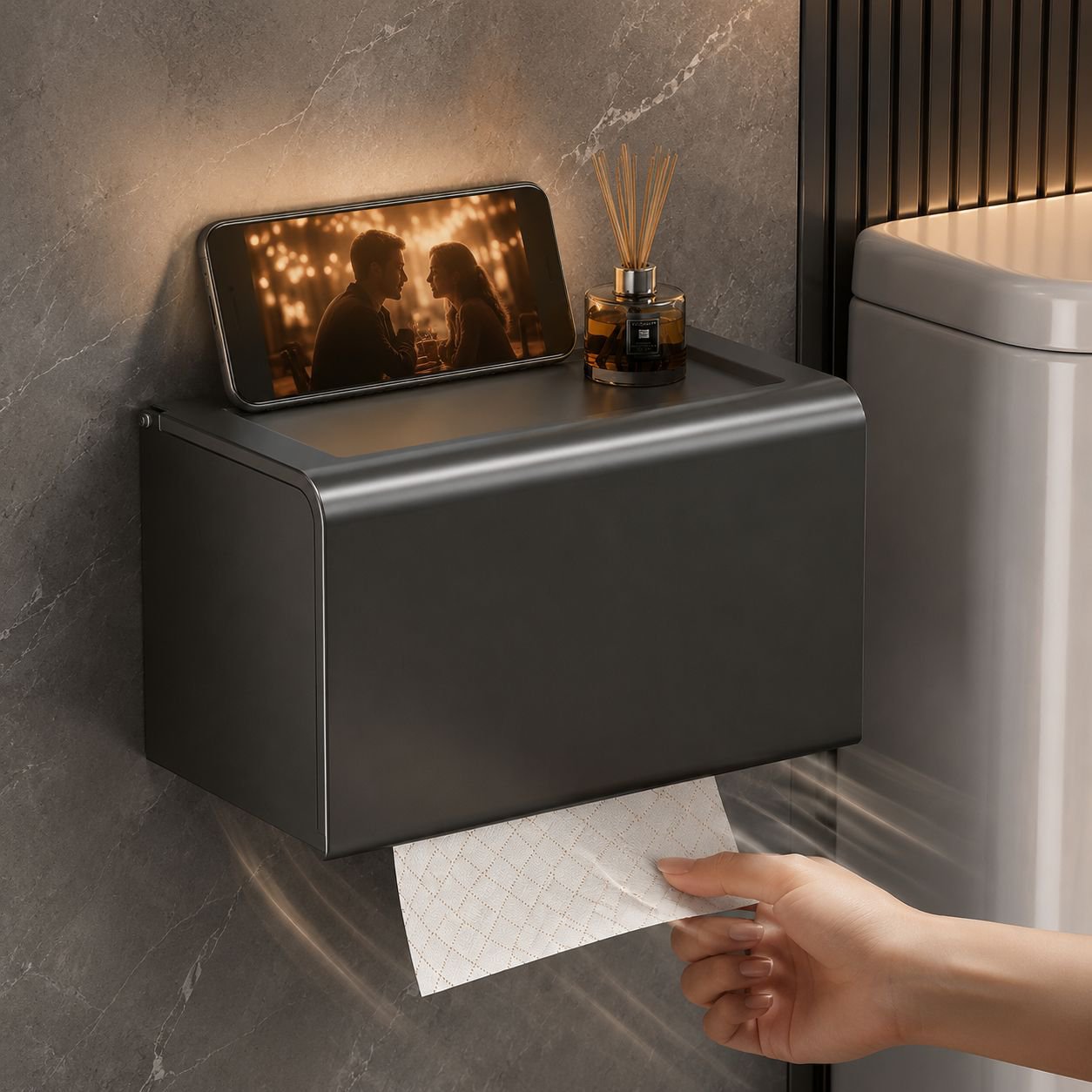 Boîte à papier toilette étanche, installation sans perçage, pour salle de bain