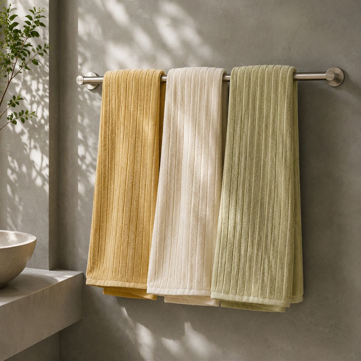 Premium Long Fiber Cotton Bath Towel, Durable Solid Color Towel