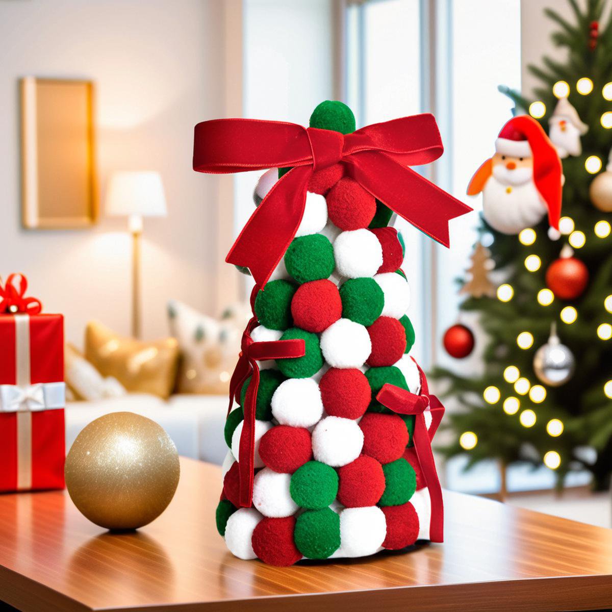 Pom-pom Christmas tree decorations