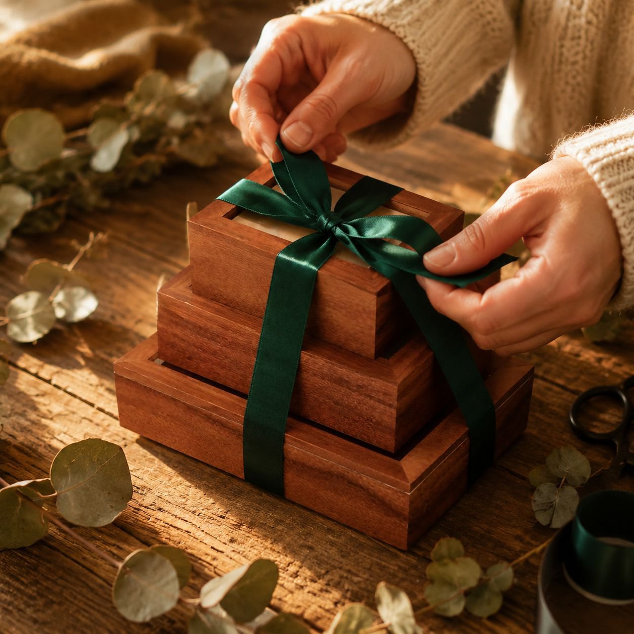 Wooden box for organizing daily essentials