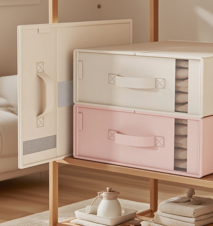 보이는 접기 대용량 의류 수납함 전체 모습