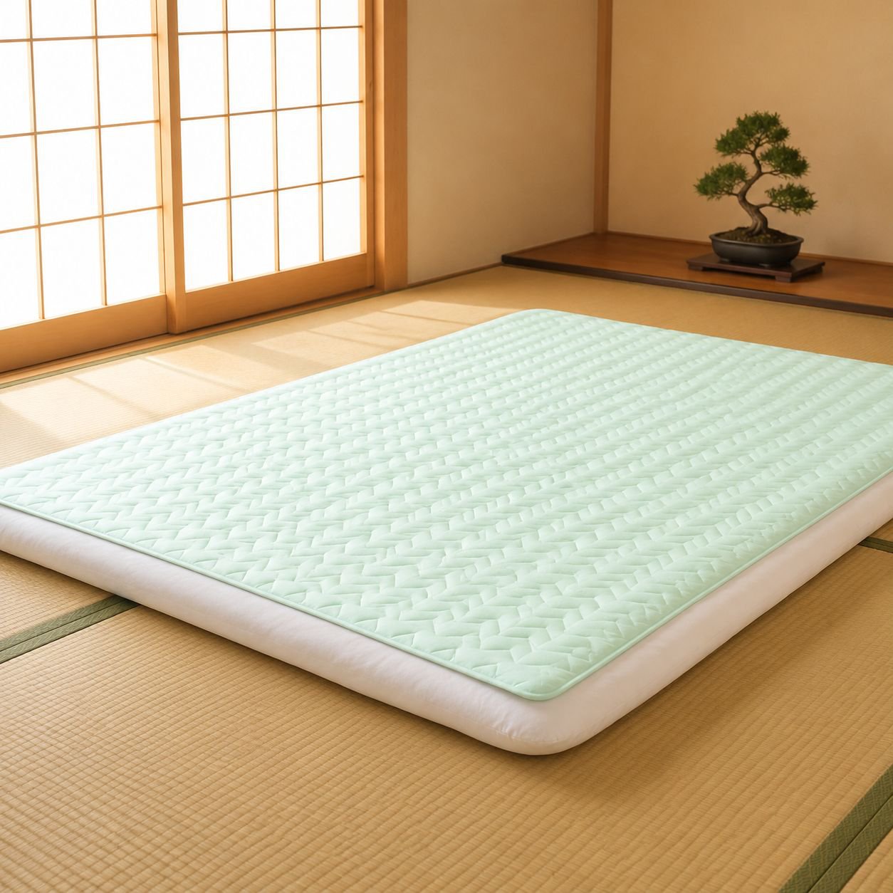 薄型マットレスプロテクターの滑り止め素材アップ