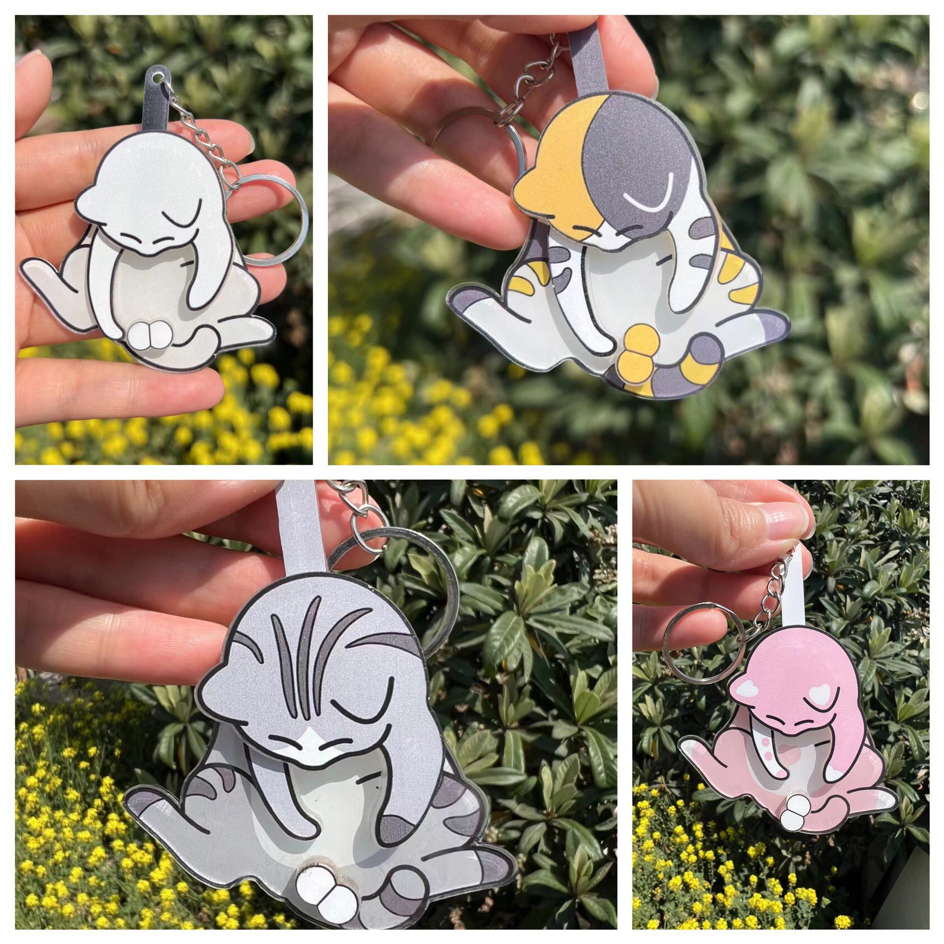 Porte-clés chat rotatif porte-clés personnalisé dessin animé