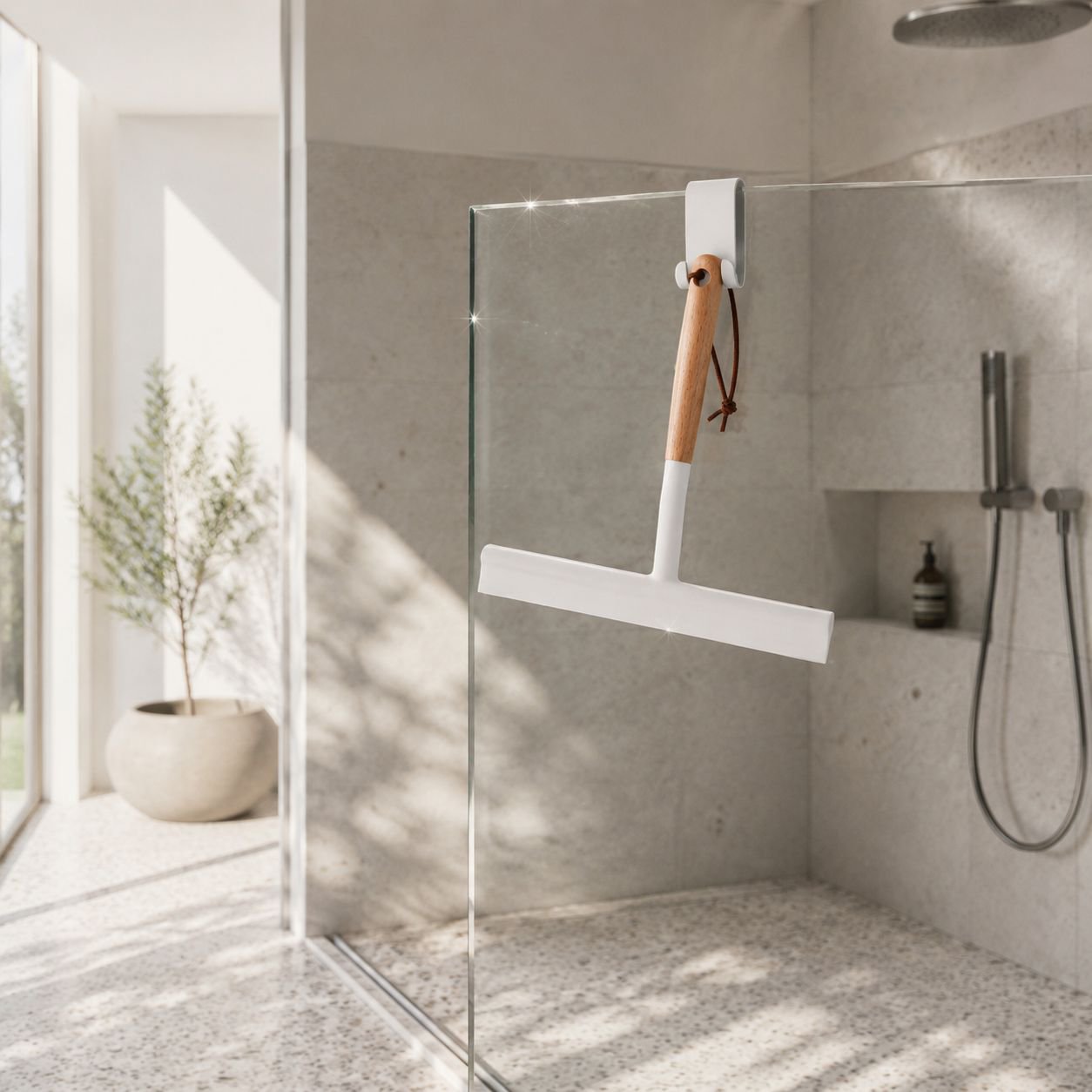 Compact and lightweight silicone squeegee for home cleaning