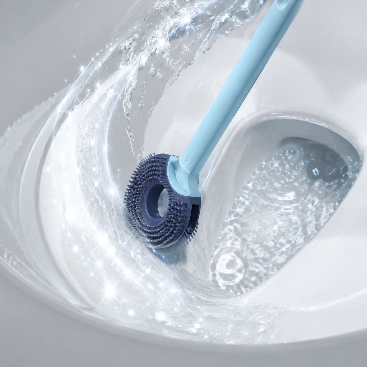 Poignée ergonomique de brosse WC en silicone