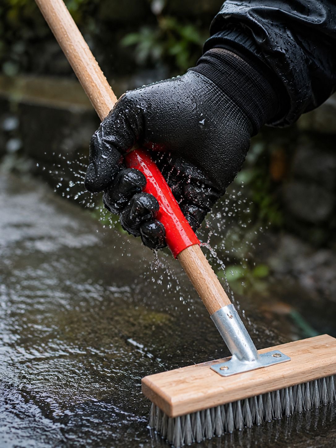 Deep cleaning bathroom tiles using multipurpose brush