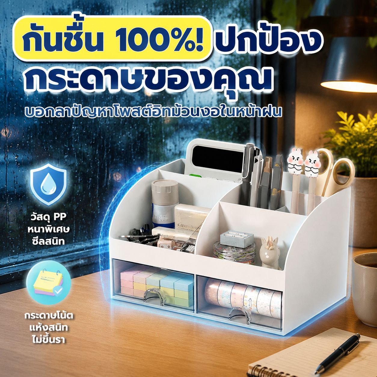 ตู้เก็บของเอนกประสงค์แบบลิ้นชักใส สำหรับวางบนโต๊ะ