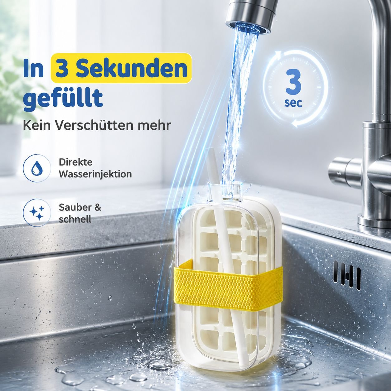 Eiswürfelform mit Pressbefüllung und Wasserkaraffe, Haushalts-Eiswürfelbereiter