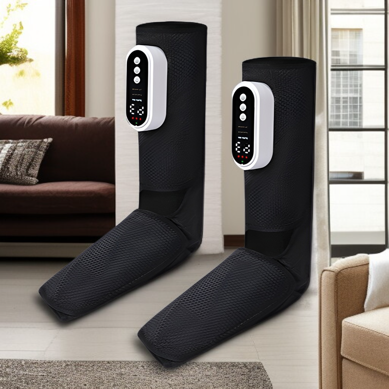 Masseur de jambes à compresse chaude, rechargeable, multi-vitesses, réglable, simulation de pression