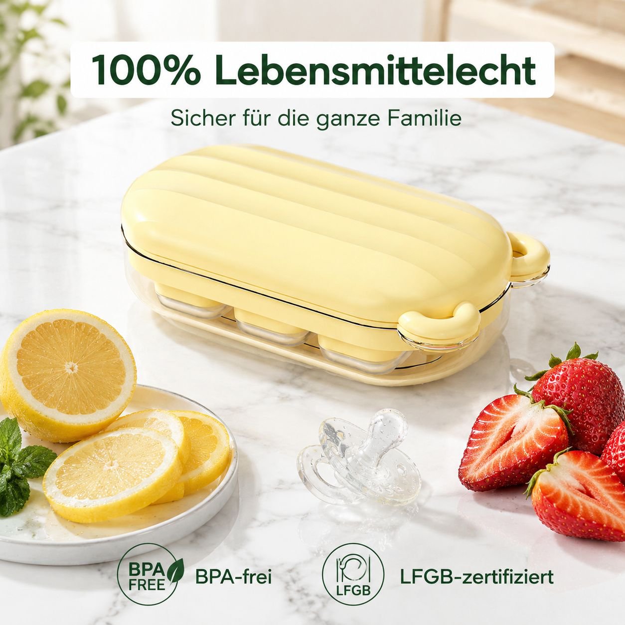 Silikon-Eiswürfelform, quadratisch mit Deckel, einfaches Entnehmen durch Drücken