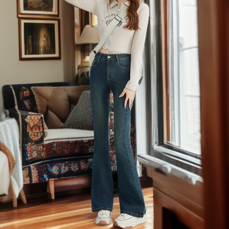 小さめハイウエストワイドジーンズ着用イメージ