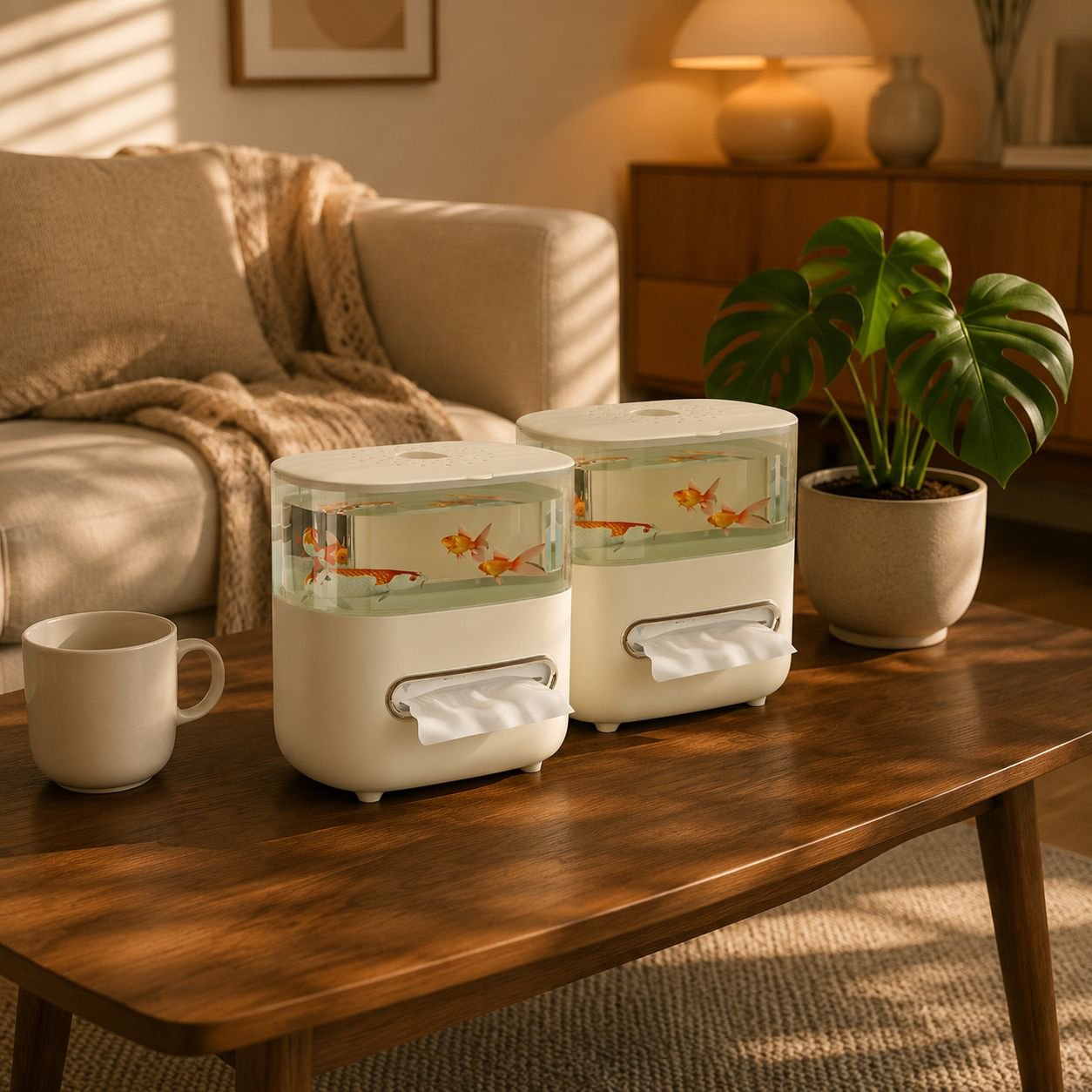 Large Capacity Double-Layer Tissue Box for Fish Keeping