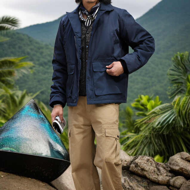 羊毛加厚フライトコートのディテール写真