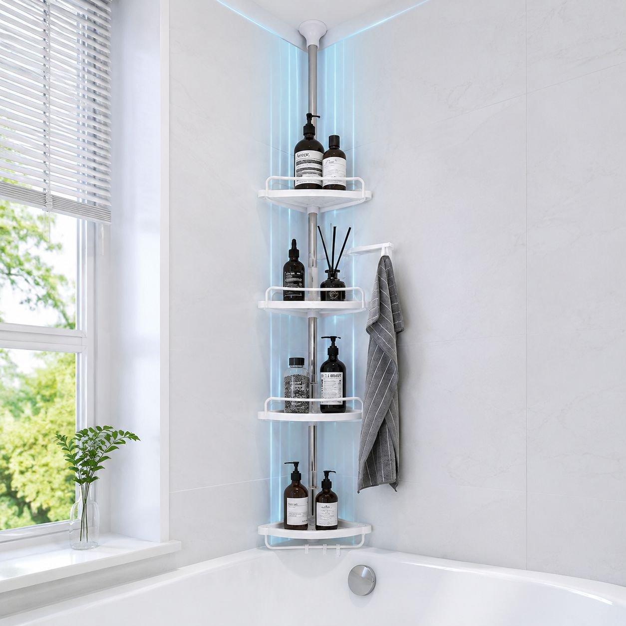 Edelstahl-Badezimmer-Eckregal mit mehreren Ebenen