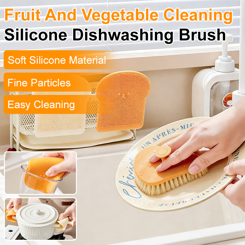 Silicone brush for cleaning fruits and vegetables and washing dishes