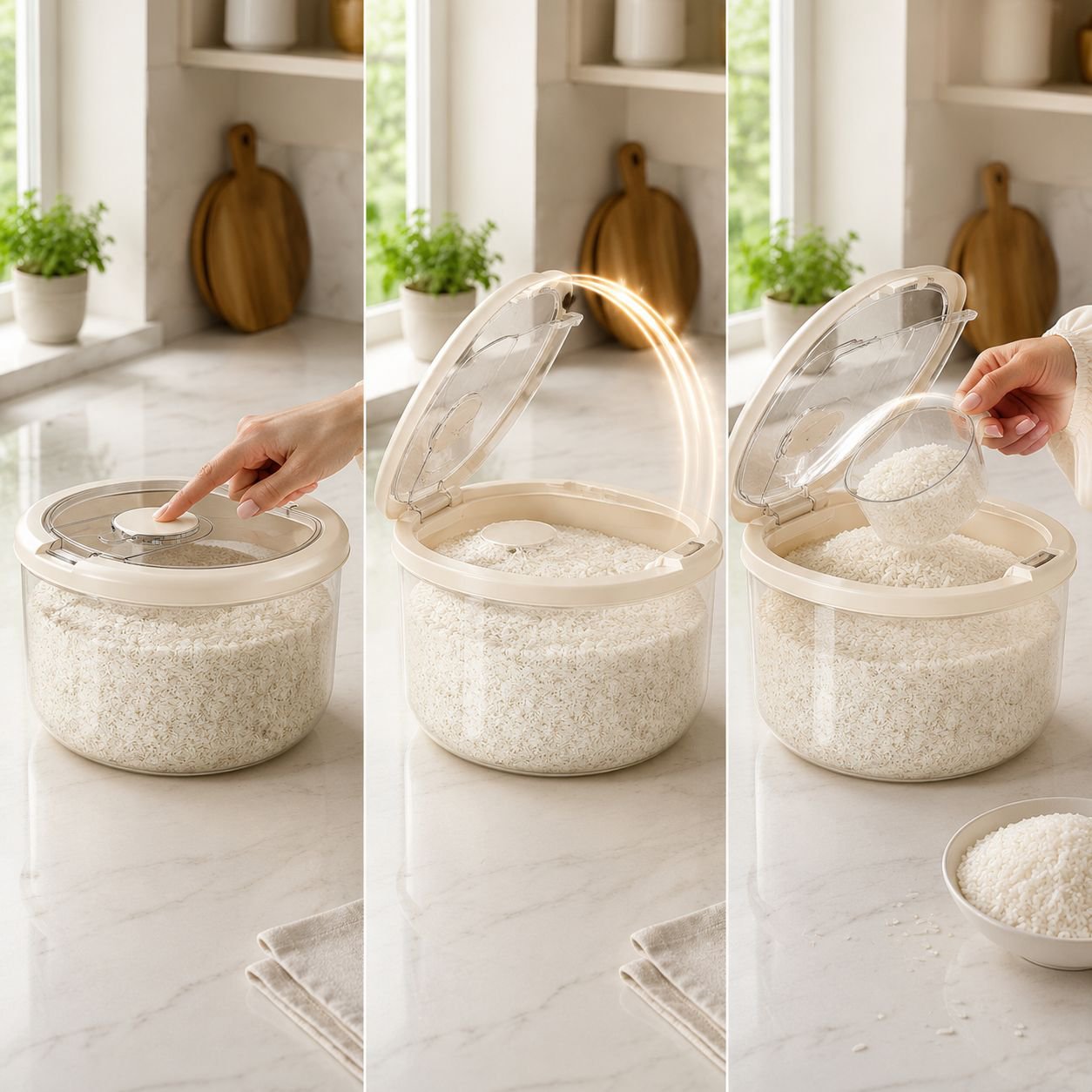 Pest-resistant kitchen storage container with handle