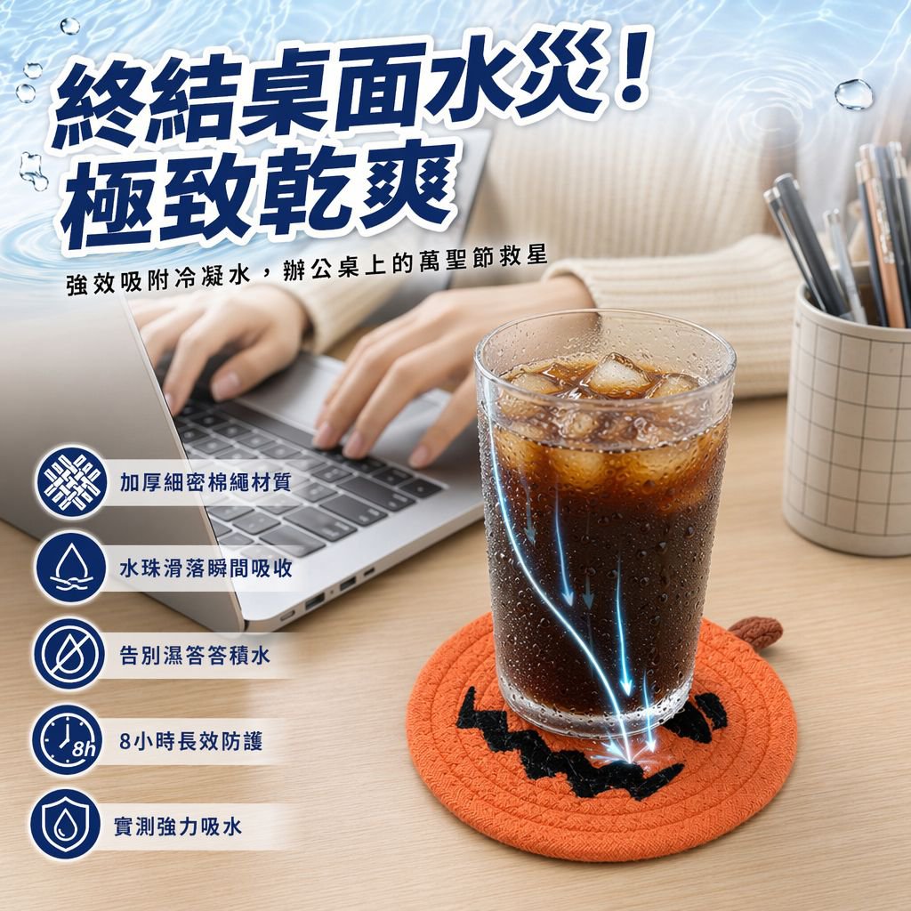 南瓜造型棉繩編織隔熱杯墊桌面裝飾