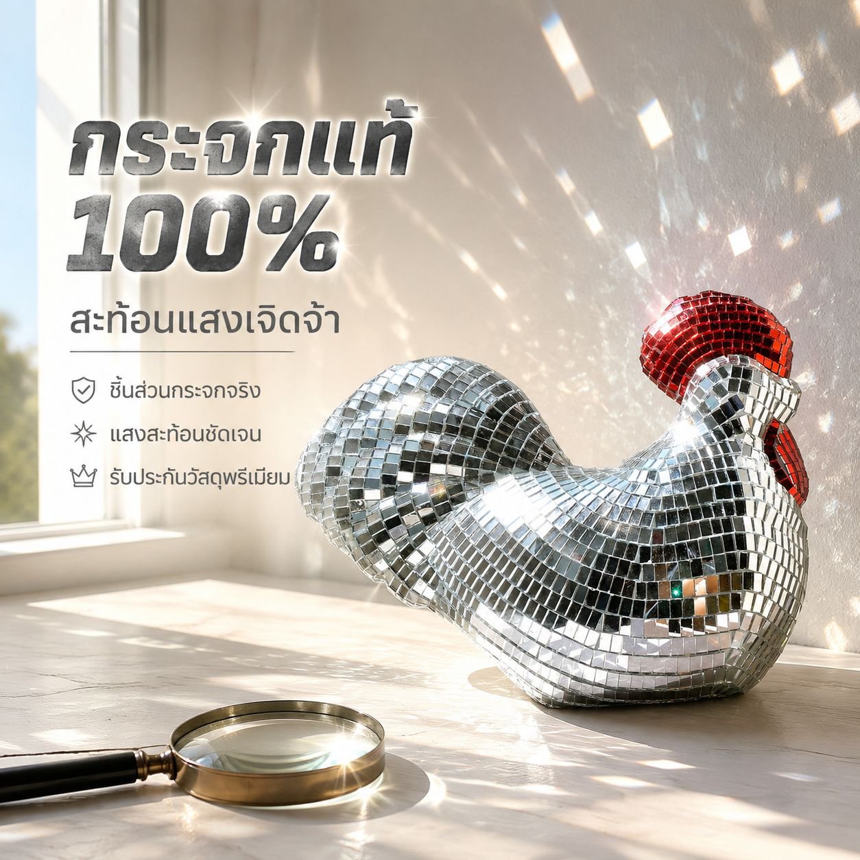 ไก่ประดับตกแต่งกระจกดิสโก้