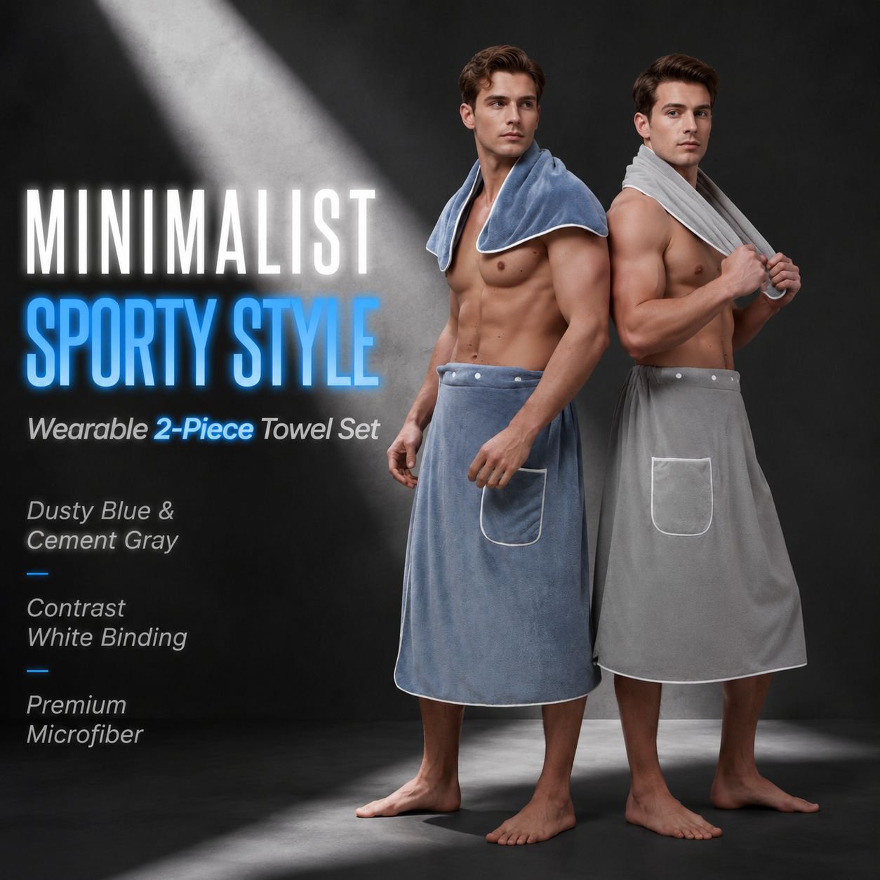 Thick buttoned bath towel set of 2, unisex, highly absorbent lint-free bathrobe