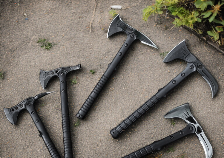 Couteau intégré dans une hache de montagne