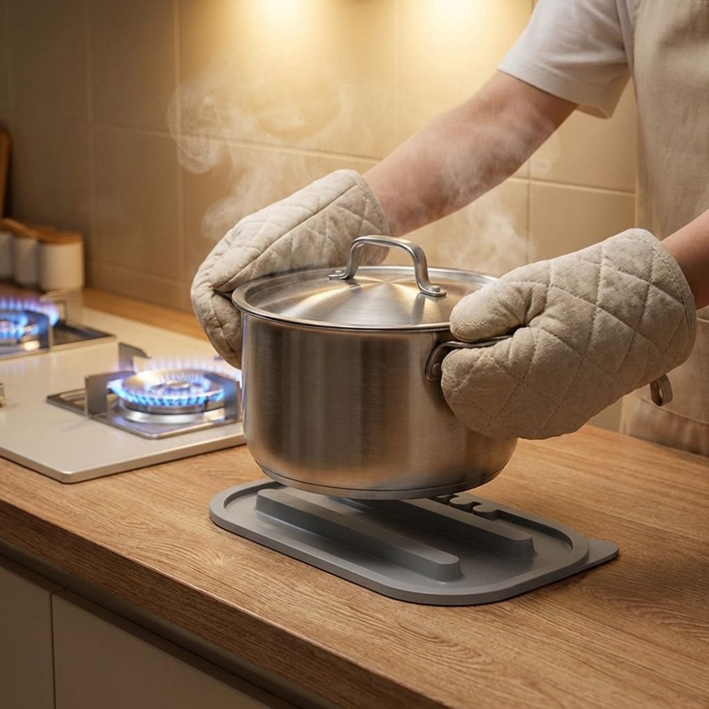 キッチンカウンター用水切りマット — 滑り止め・耐熱仕様 ヘラ置き